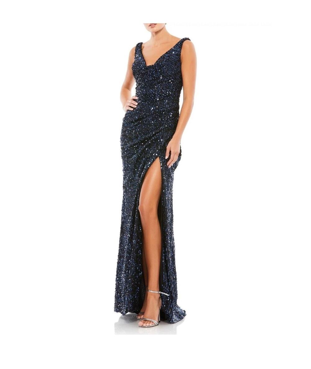 Mac Duggal 26240 Midnight Navy Blue Sequined Sweetheart Formal Gown 10